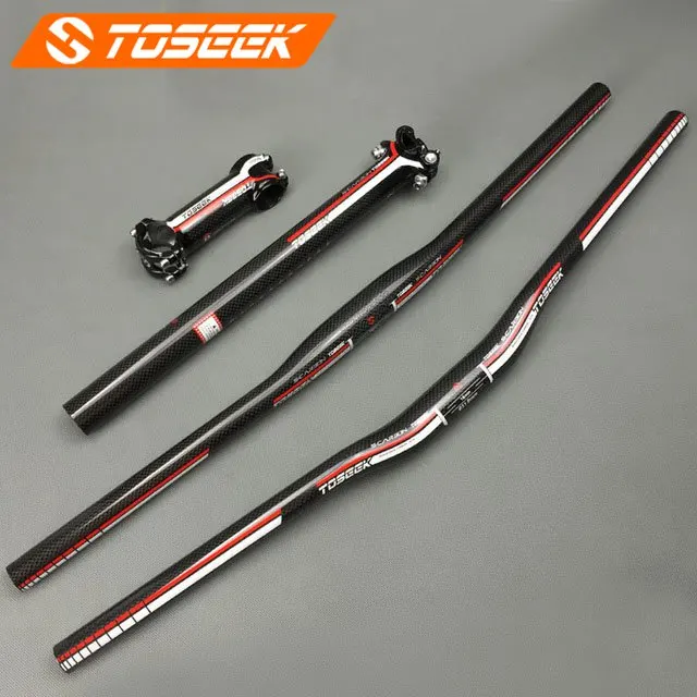TOSEEK красный 3K Углеродное волокно горный велосипед руль набор вынос руля стойка