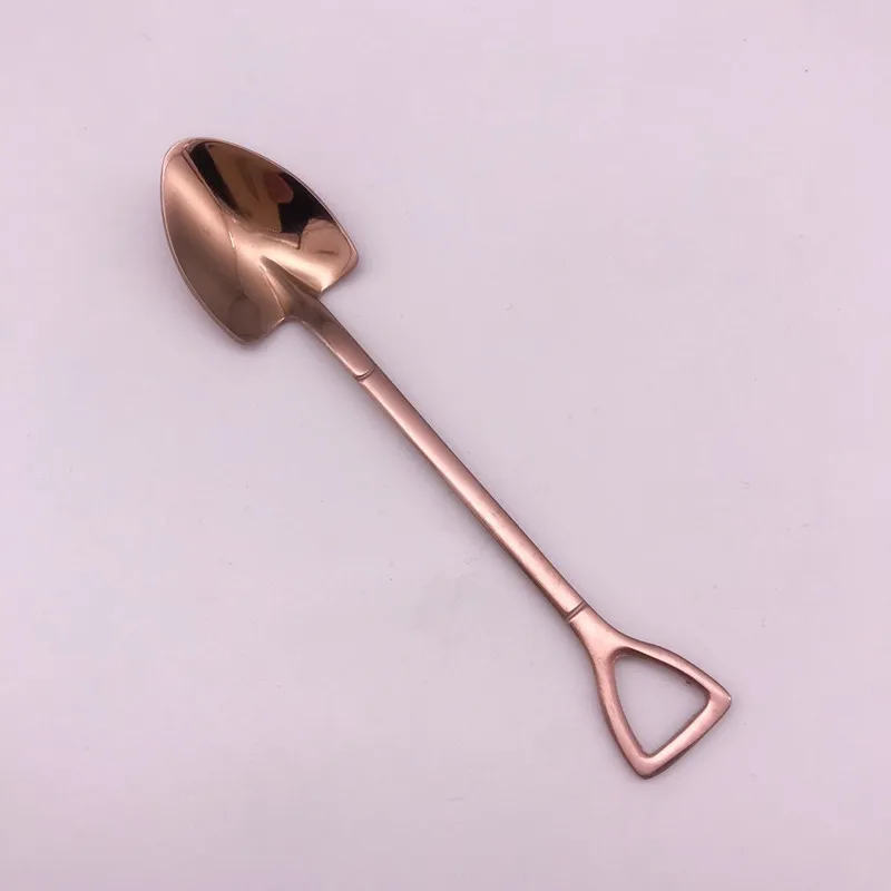 rose red spoon 304 нержавеющая сталь ложки для чая и кофе вилки столовые приборы уникальная мороженое вилка для фруктов и десертов ложки для чая и кофе маленького размера серебро золото - Цвет: rose red spoon