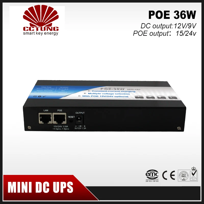 Мини-портативный UPS с 15/24VDC POE(питание по Ethernet) и 9/12VDC интерфейс макс 36 Вт Выход и 8800 мАч литиевая батарея Встроенный