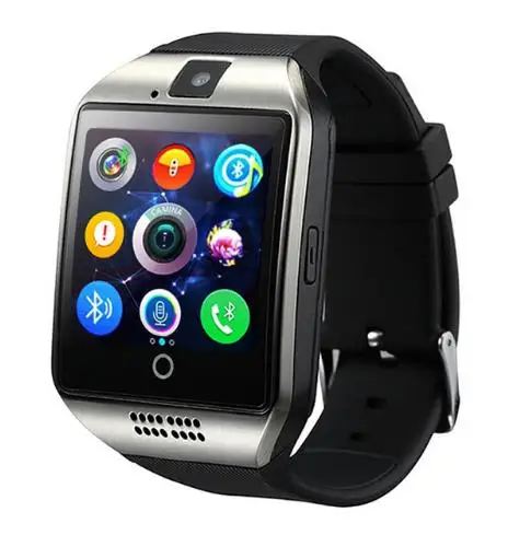 Серебристый Q18 Bluetooth Смарт-часы Для мужчин с Камера Facebook Whatsapp Twitter Синхронизация SMS Смарт наручные Поддержка SIM карты памяти для IOS и Android - Цвет: Серебристый