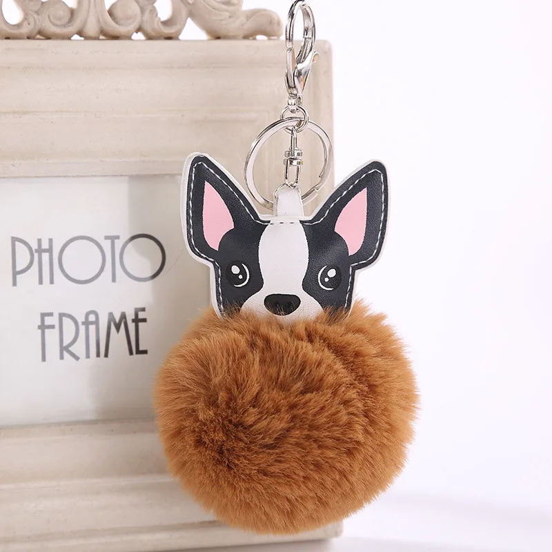 Милый брелок Pom Dog с меховым помпоном держатель для ключей ручная сумка подвесные