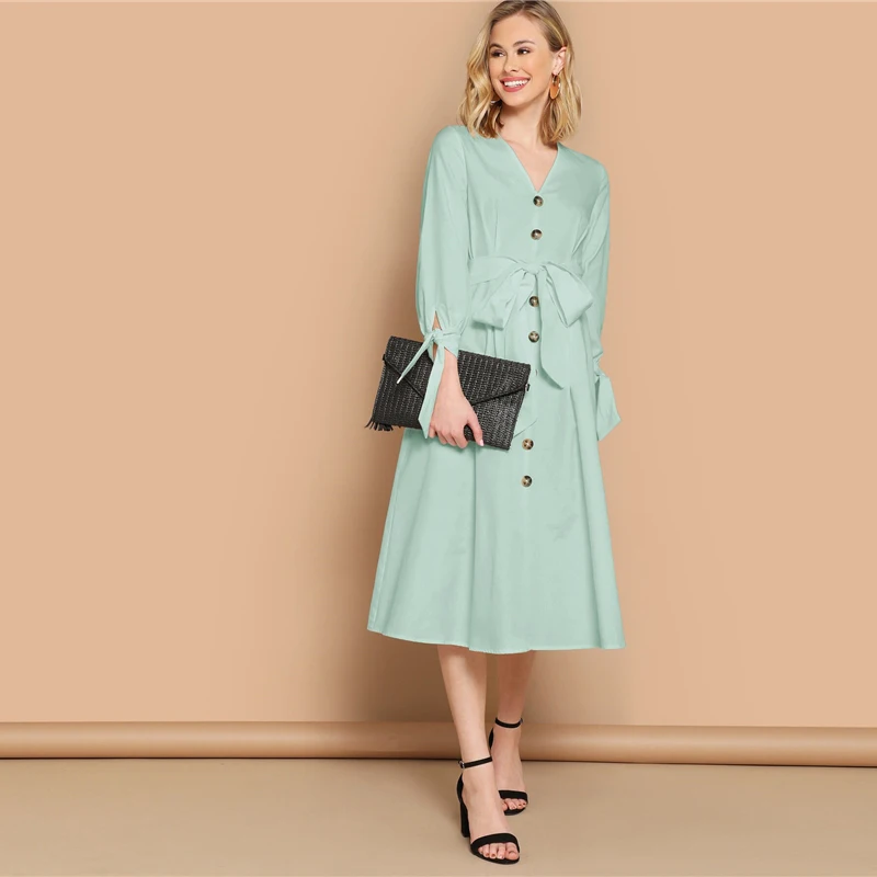 SHEIN Платье С Узлом На Манжетах И Поясом Бохо Цветочные Летние Платья Без Рукавов Женские Элегантные Платья