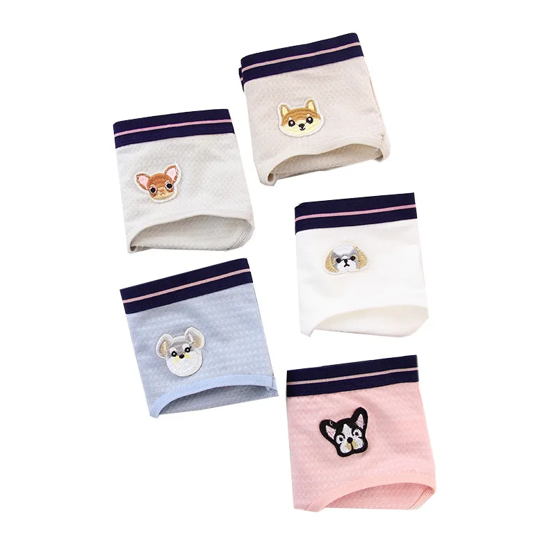 Сетчатые хлопковые трусы с вышивкой собаки 100% чистый хлопок шаговым швом удобные