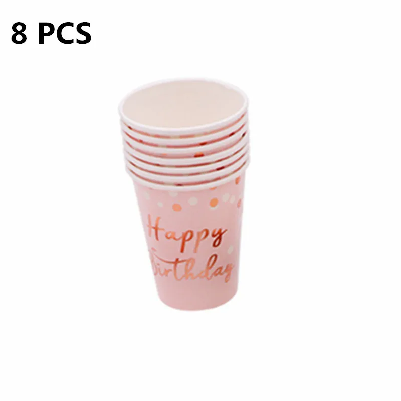 Cups 1 Ourwarm, Золотая фольга, розовая одноразовая посуда, бумажные тарелки и стаканы, салфетка, настольная основа, Гавайские украшения на день рождения, свадьбу - Цвет: Cups 1