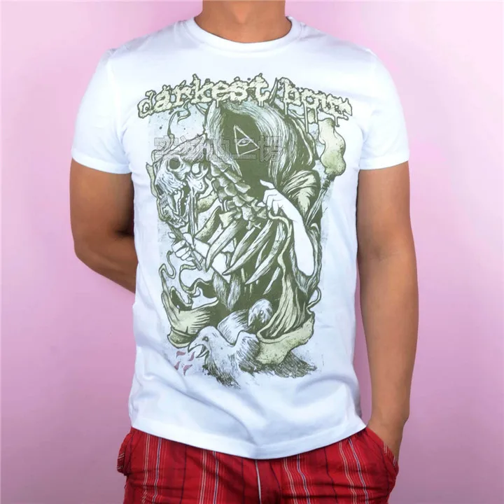 5 дизайнов белая рубашка в стиле Харадзюку С 3d-рисунком совы черепа черной дахии