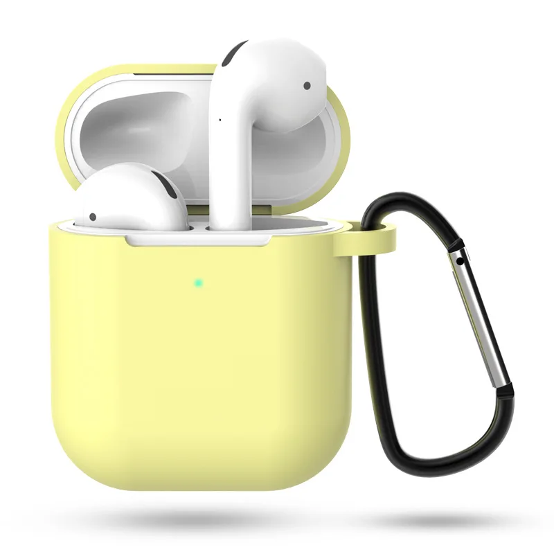 Light yellow Чехол для наушников Apple AirPods 2 чехол силиконовый чехол беспроводные Bluetooth наушники Air Pods 2 Чехол защитный чехол для AirPods чехол - Цвет: Light yellow