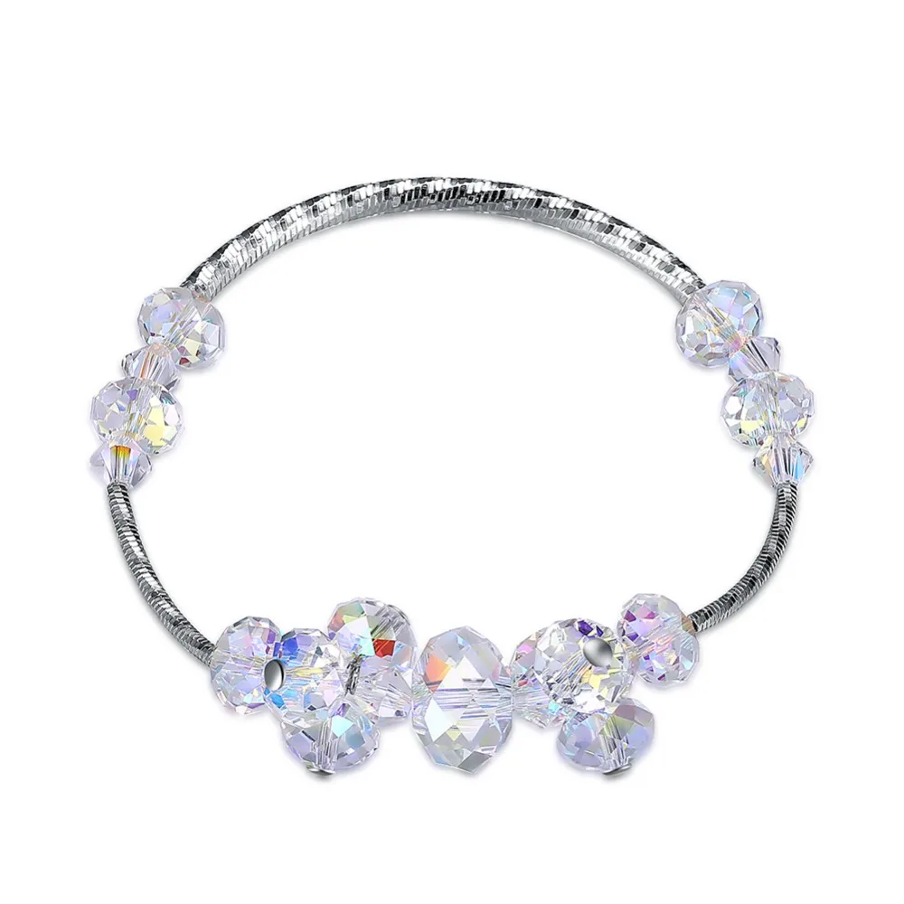 Изысканные оригинальные Кристалл от Swarovski браслет нерегулярный Кристалл бусины из стерлингового серебра 925 аксессуары для Для женщин Fine Jewelry
