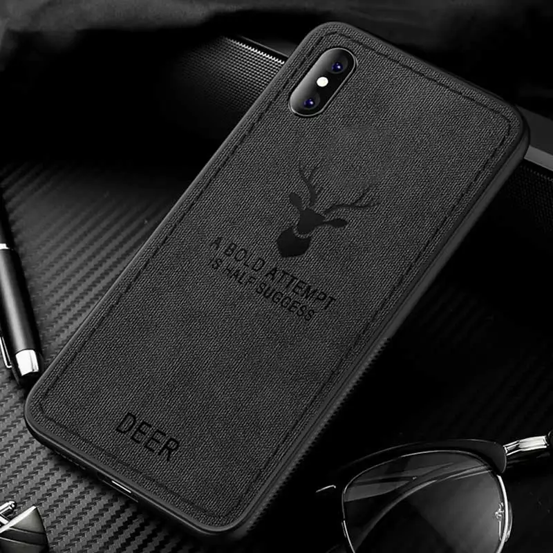 Черный Keajor чехол для телефона для Iphone 7 8 6 6s Plus чехол Классический тканевый бампер мягкая силиконовая рамка задняя крышка для Iphone X Xs чехол для MAX XR - Цвет: Черный