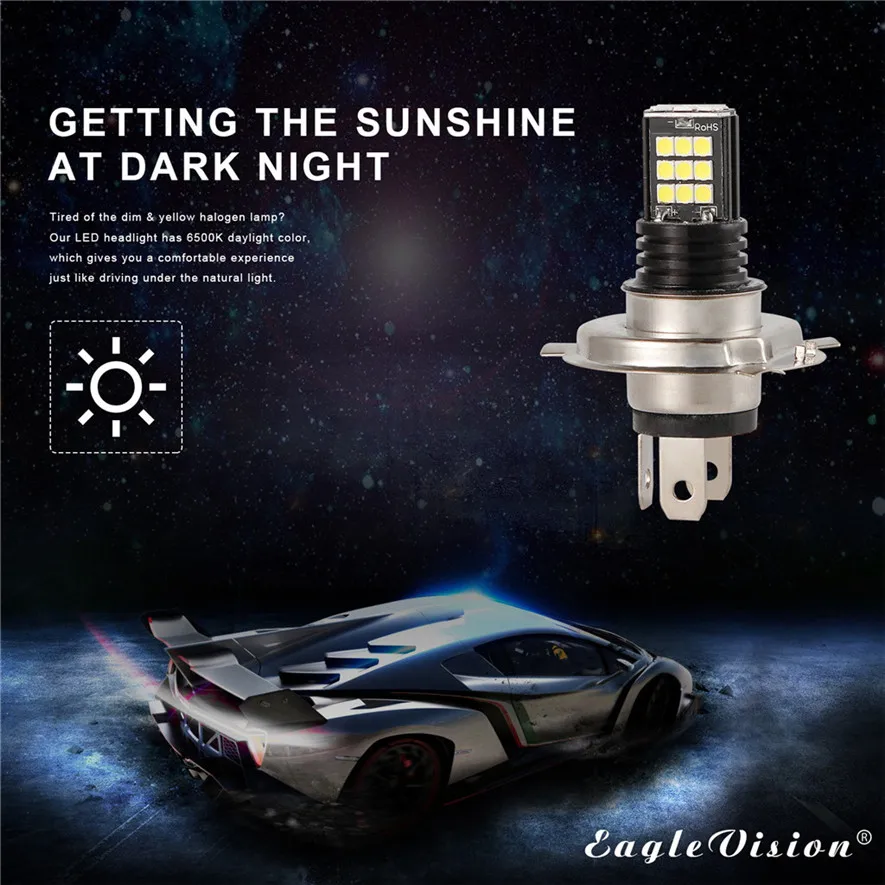 2 шт. H4 9003 3030 24 SMD светодиодный RGB автомобилей передних фар Противотуманные лампы света 24 W 6000 K прост в установке и Практичный Прочный Высокое качество l424