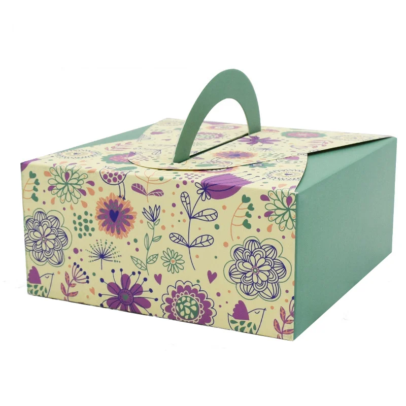 10pcs Green Flower LBSISI Life 10 шт. бумажная коробка для печенья для яиц с ручкой шоколадный торт вечерние коробки для конфет DIY Свадебная подарочная коробка - Цвет: 10pcs Green Flower