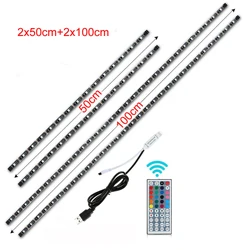 Type 2 Светодиодный ТВ RGB полосы светильник SMD 5050 DC 5V USB Питание светодиодный лента ПК Подсветка ТВ фон Настенный декор светильник с 44-клавишным пультом управления - Испускаемый цвет: Type 2