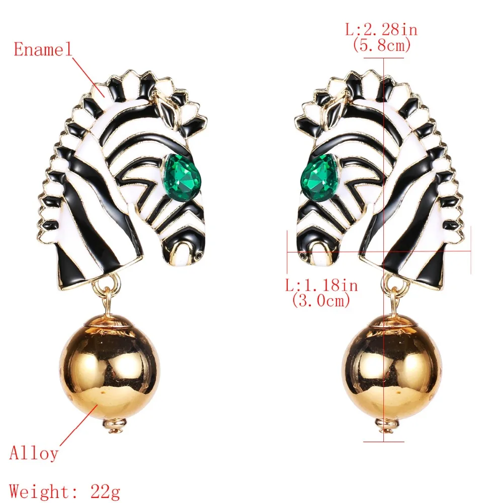 SexeMara новая акриловая полосатая Голова зебры с зелёными камнями золотые