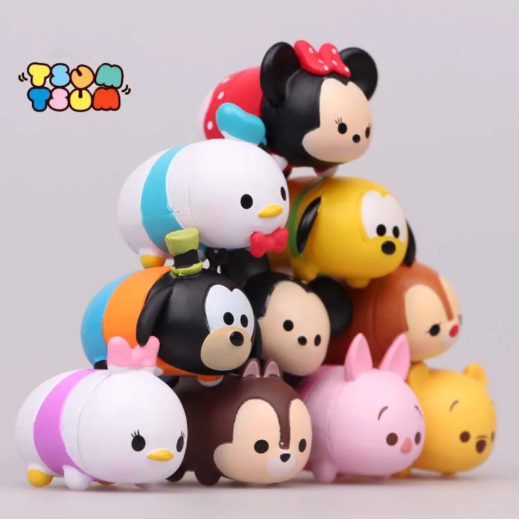 Disney Tsum 10 шт./лот 3 8 см Дональд Микки Винни утка игрушки милый эльф кукла купальные
