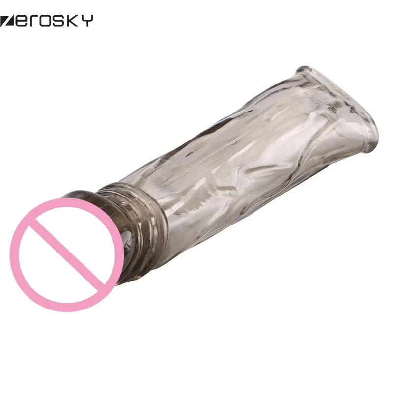 Zerosky силиконовый пенис с длинным рукавом толстые многоразовые презервативы