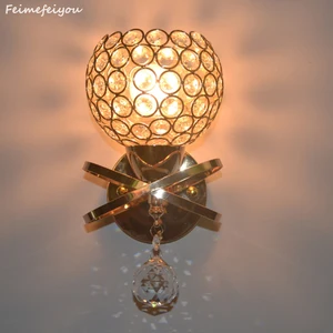 Feimefeiyou 2021 Современный художественный декор из нержавеющей стали, светодиодный настенный светильник с кристаллами, светильник для спальни, дома, настенный светильник