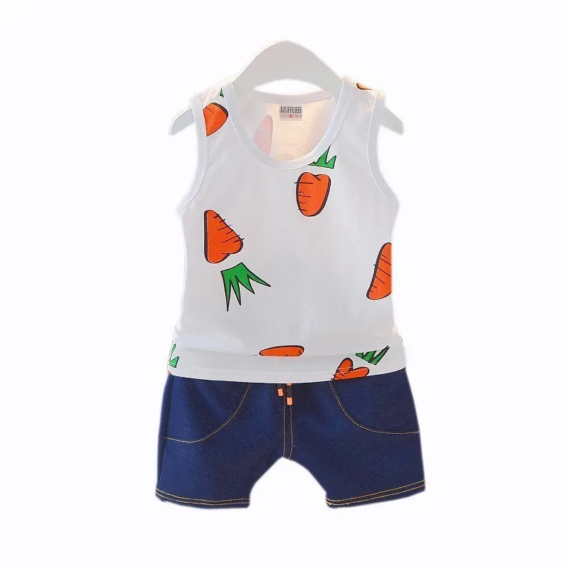 Carrot Baby Clothes Summer Boy Girl T-shirt/vest + Shorts 2pcs/sets Toddler Cotton Clothing Children Fashion Casual Active Suits | Детская