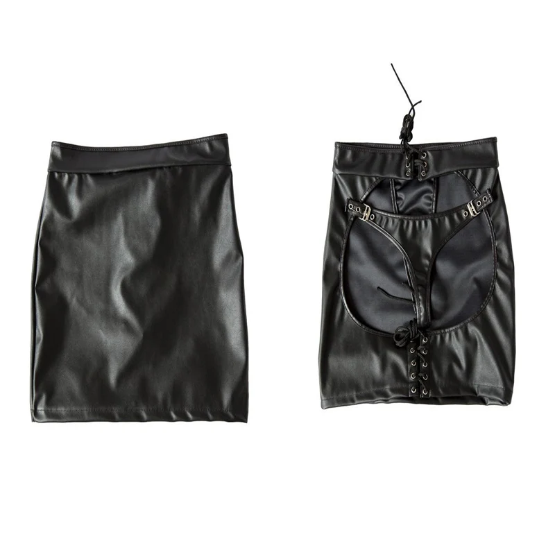 

Мини-платье FMen из искусственной кожи, прикрепляющая юбка, стринги, Тедди, Клубная одежда с вырезами, сексуальные аксессуары для взрослых, се...