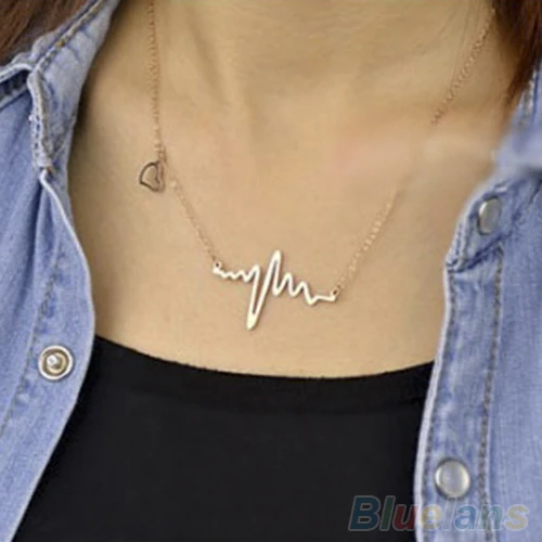 Алибаба Экспресс женские металлические броши-Kolye Heart Beat подвески ожерелья цепи