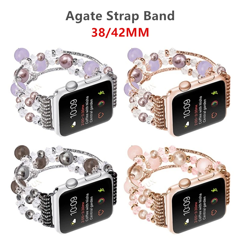 Konaforen роскошный женский браслет из агата для часов Apple Watch 38 мм 42 iWatch 3 2 1 Женский