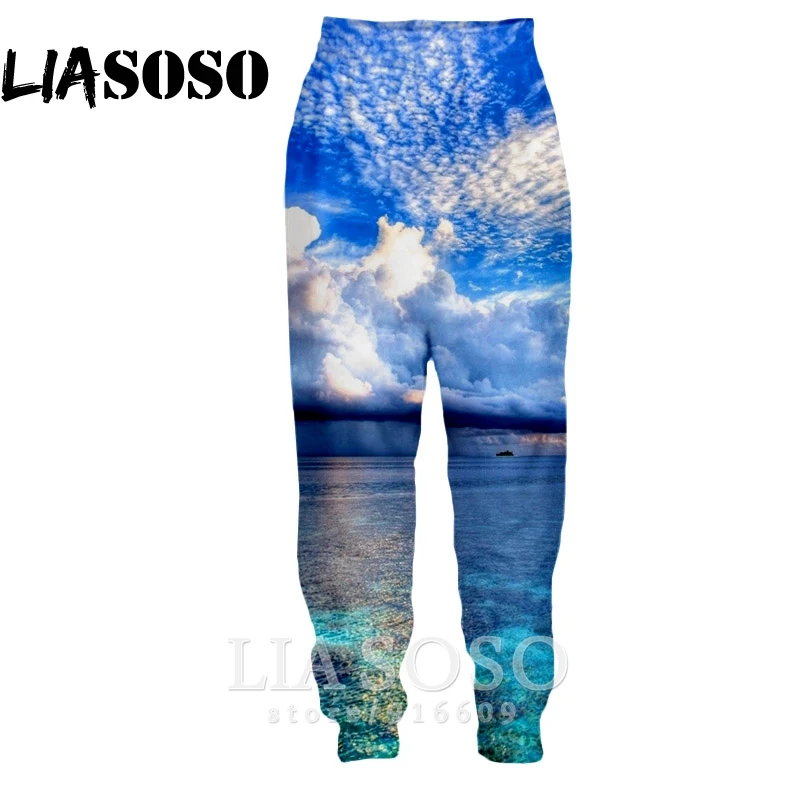 Леггинсы с 3D принтом для мужчин и женщин длинные пляжные спортивные штаны бега