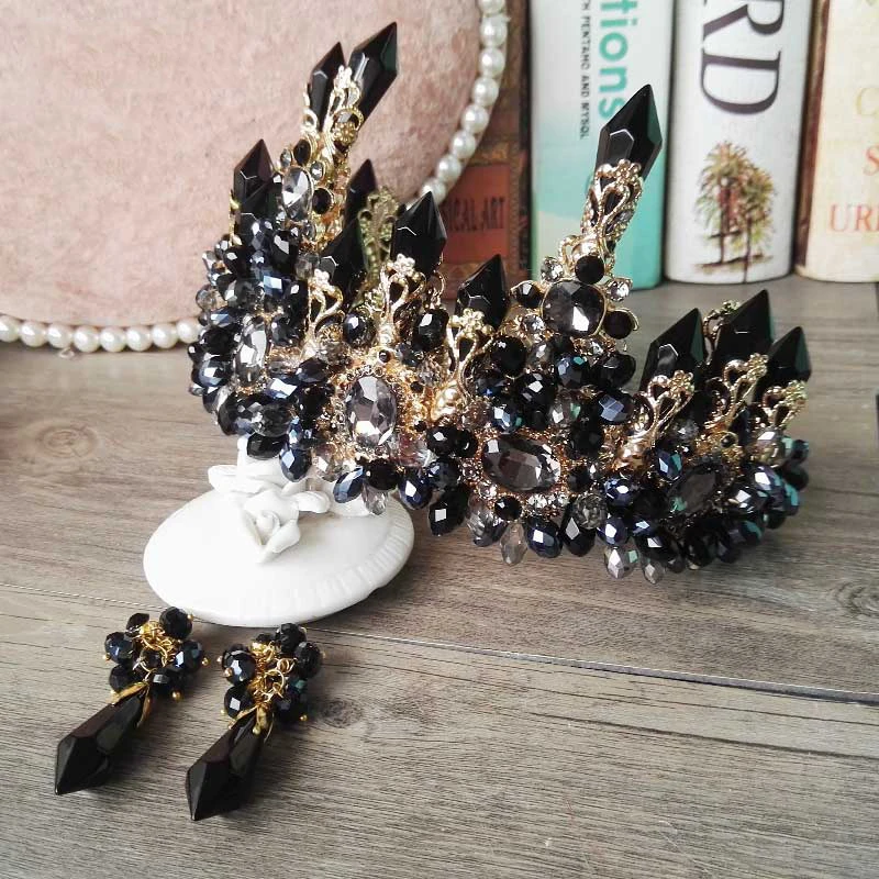HIMSTORY большой черный барочный Королевский Тиары Корона новый роскошный
