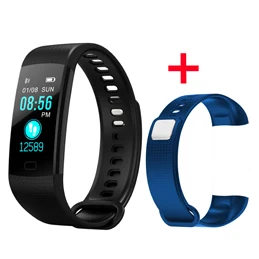 Black ad Blue Смарт-часы фитнес-браслет монитор сердечного ритма IP67 водонепроницаемый цветной экран Спортивный трекер часы для IOS Android PK Mi Band 2 3 - Цвет: Black ad Blue