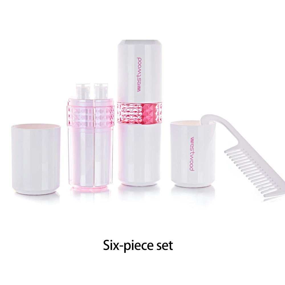 White-6pcs ONEUP дорожный набор для мытья, портативная зубная паста, зубная щетка, коробка для хранения расчесок, дорожные туалетные принадлежности, аксессуары для ванной комнаты на открытом воздухе, наборы - Цвет: White-6pcs