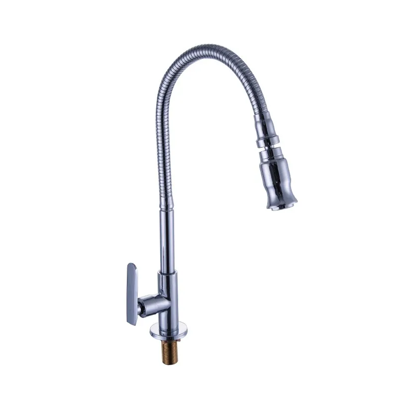

Flexible Chrome Brass Pull Out Spring Kitchen Faucet Swivel Spout Sink Tap New