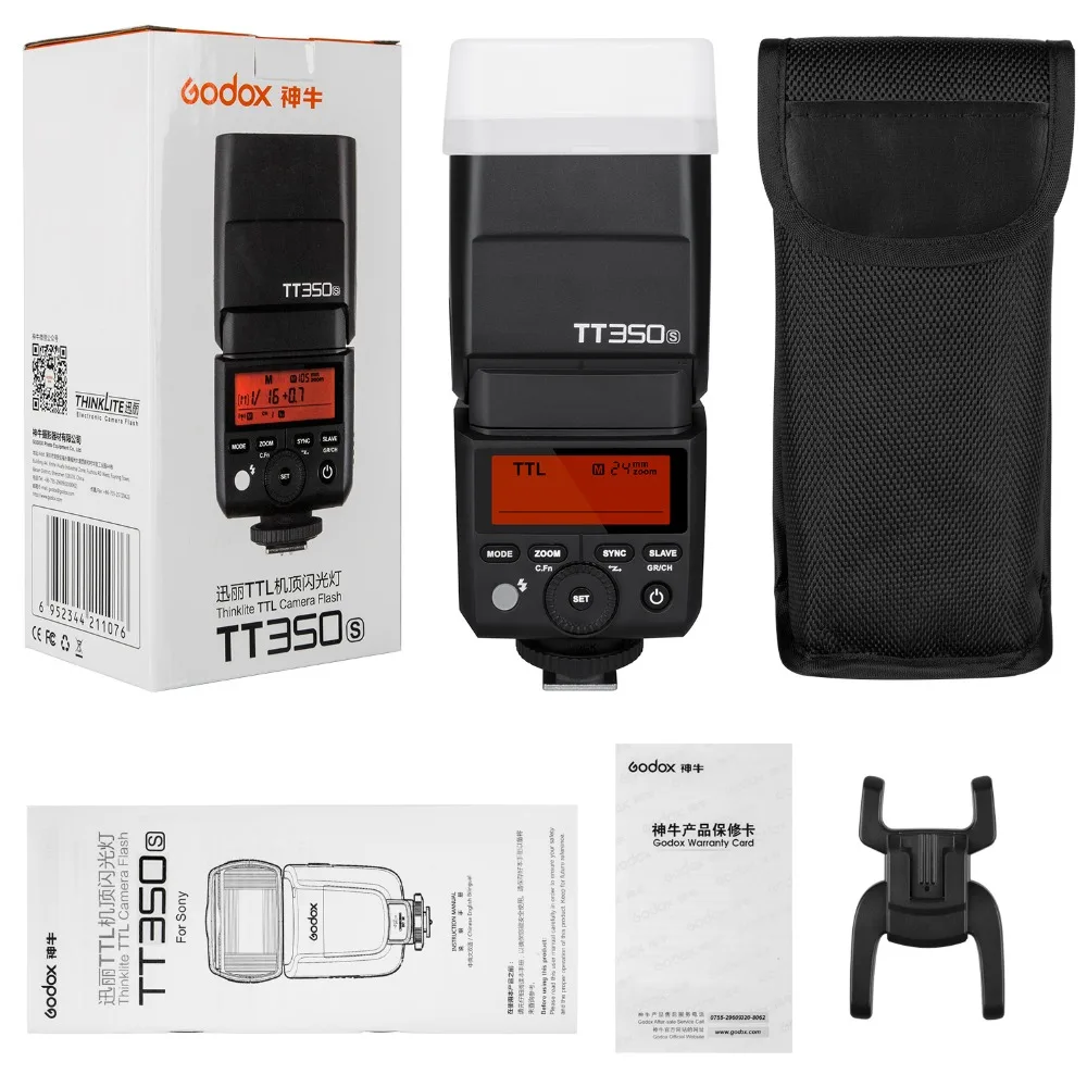 2x Godox Mini Speedlite TT350S вспышка для камеры TTL HSS GN36 Sony беззеркальной DSLR A7 A6000 A6500 |