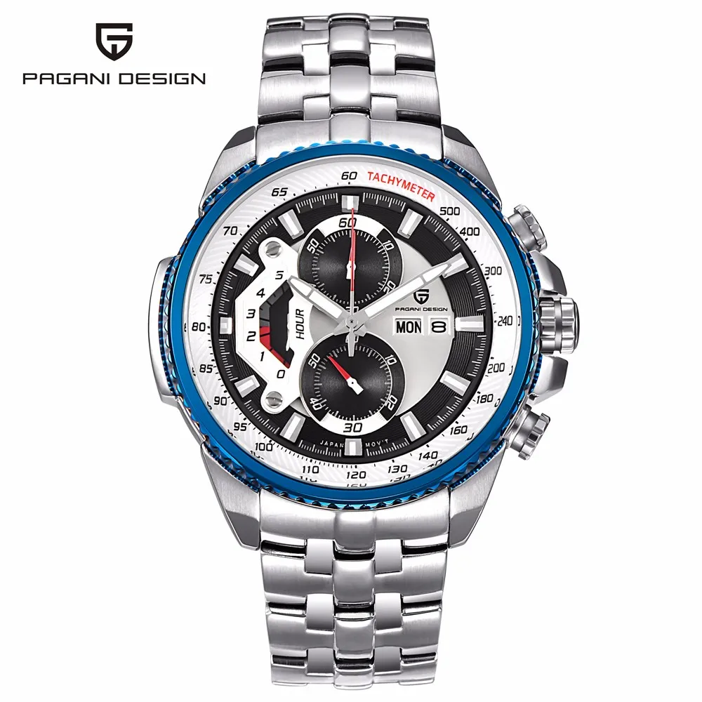 Для мужчин s гонки кварцевые часы многофункциональные Нержавеющая сталь мужской