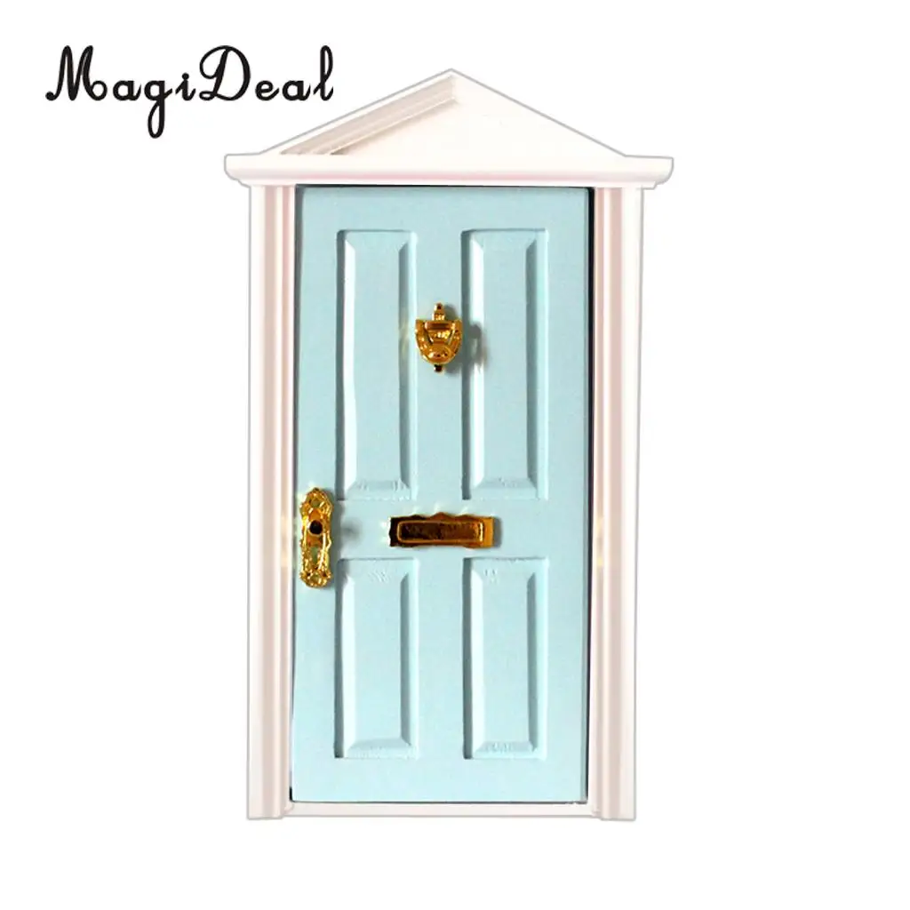 MagiDeal 1/12 Масштаб Кукольный дом миниатюрный деревянный Steepletop 4 панели двери с оборудованием для детей DIY мебель игрушка 6 цветов