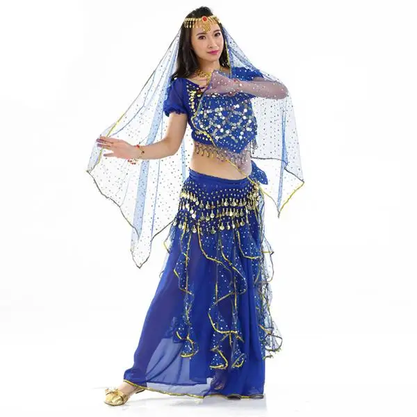 DJGRSTER костюм для восточных танцев s danza del vientre набор костюма для танца живота Болливуд танцевальный костюм s дешевый костюм для танца живота s - Цвет: Dark Blue 5 pcs