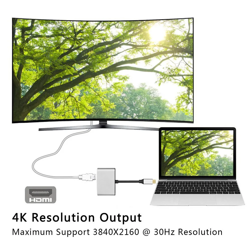 USB C концентратор HDMI адаптер для Xiaomi MacBook Pro/воздуха Thunderbolt 3 2-Порты и разъёмы USB type-c концентратор HDMI 4 K USB 3,0 Порты и разъёмы usb-концентратор, адаптер
