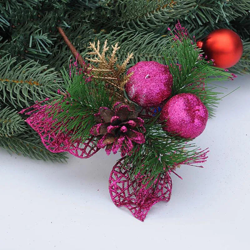 23 см Рождественская елка блестящая золотая Серебряная сосновая игла и конусы