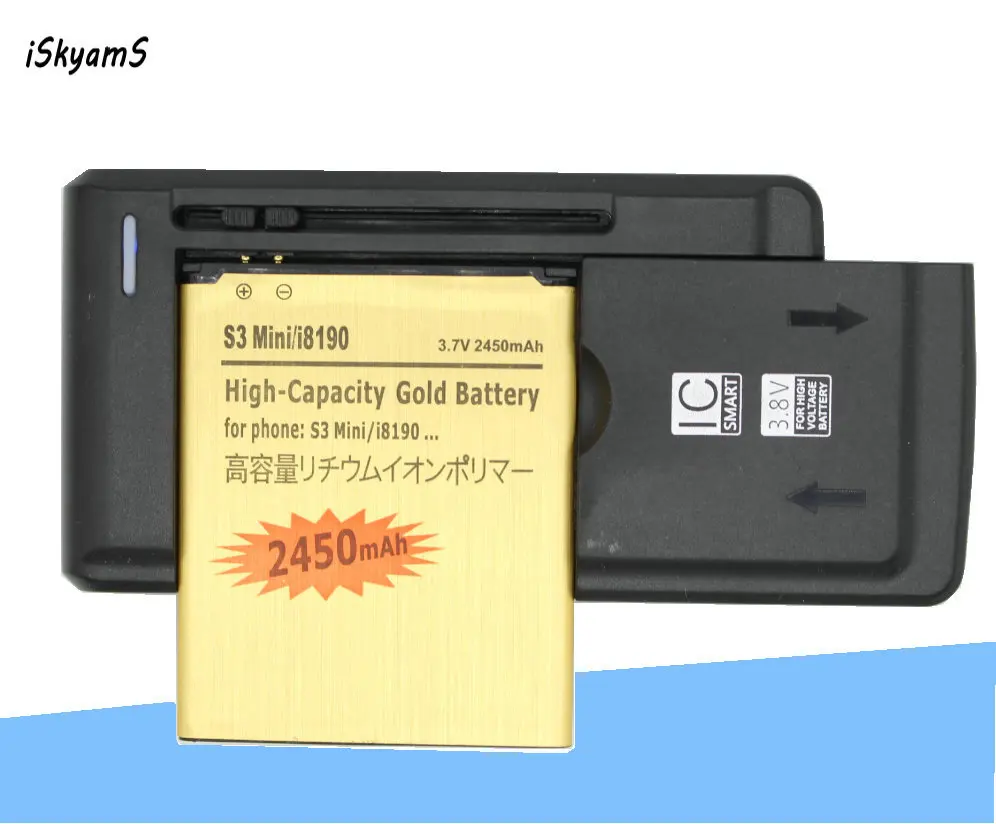 1x2450 мАч EB425161LU золотой аккумулятор + зарядное устройство для Galaxy S3 SIII MINI I699 S7562 S9920