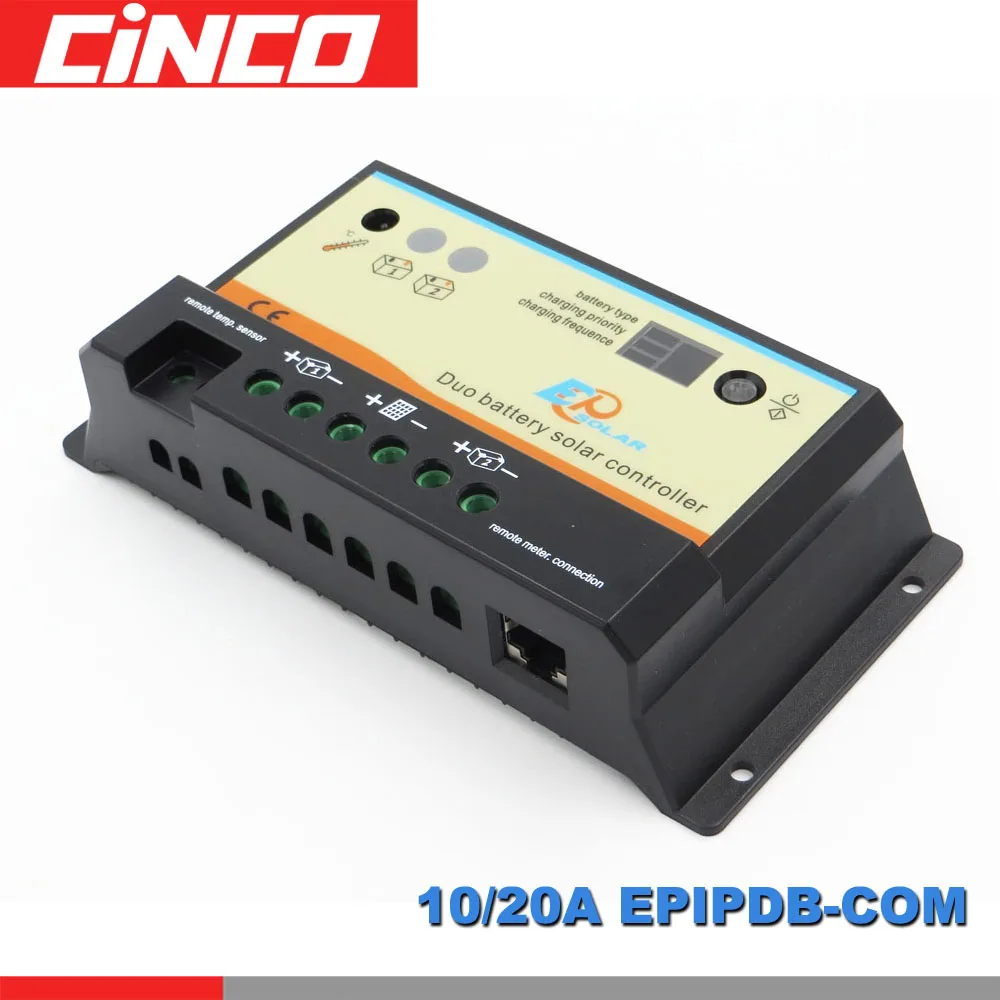 EPIPDB COM 10A 20A 12 В 24 в двойной Дуо два аккумулятора контроллер заряда регулятора MT 1