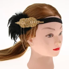 Винтажный головной убор 1920 х годов с перьями и кисточками Flapper