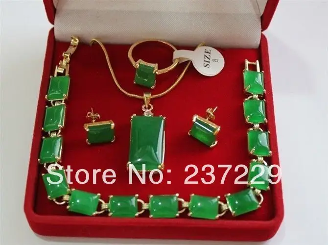 Горячая Распродажа> оптовая цена доступные зеленые серьги кольцо и ожерелье из