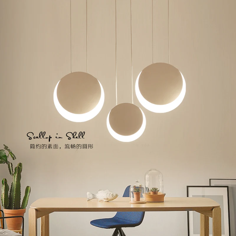 Led Pendant lamp Hanging light White Circular Moon Dimming For Dining Room Kitchen Bar counter lamparas | Лампы и освещение