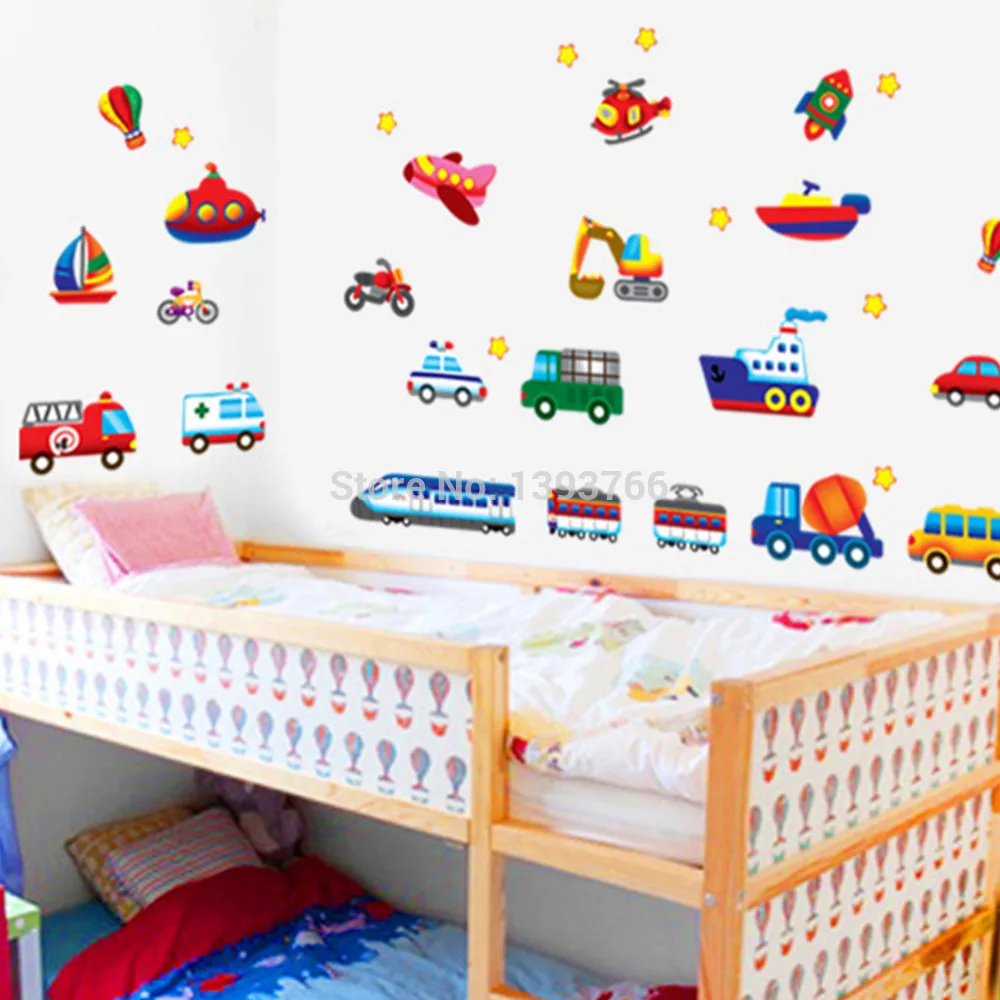 Детские наклейки на стену с мультяшным автомобилем для детской комнаты
