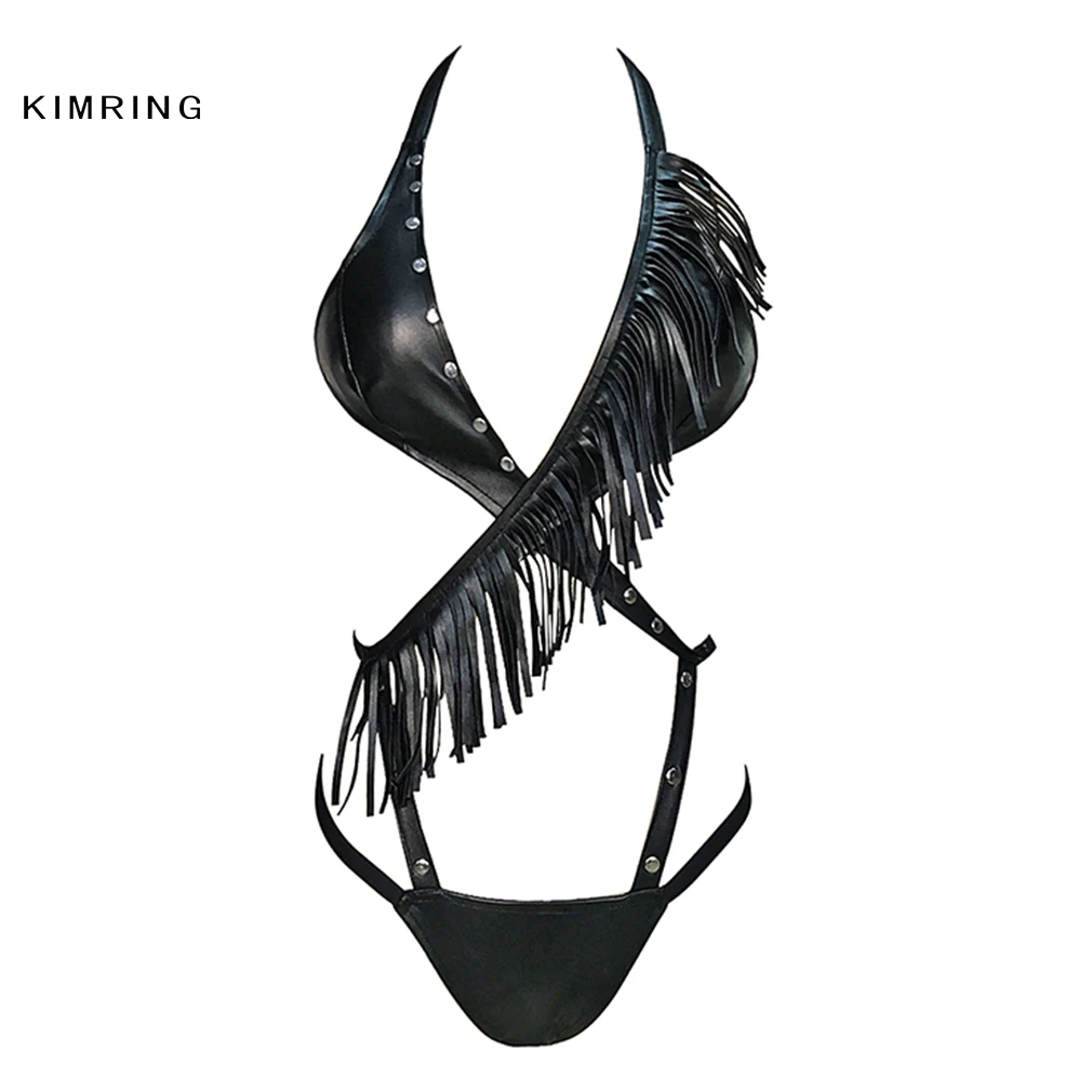 Kimring сексуальное нижнее белье Горячая черная Babydoll с кисточками Эротическое