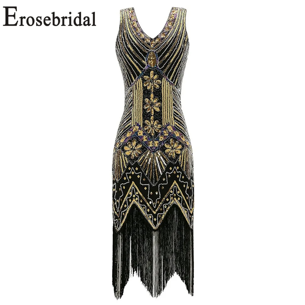 Женское короткое коктейльное платье Erosebridal блестящие пайетки с v образным