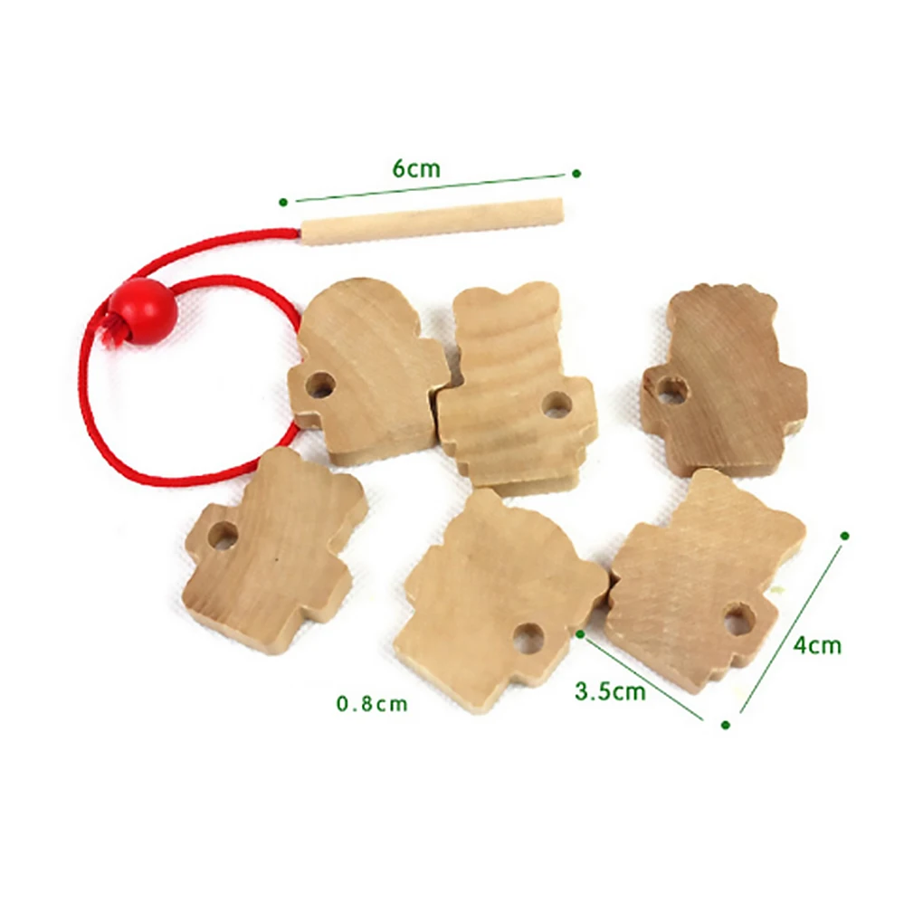 

New Children Kids Early Learning Resources Educational Wooden Animal String Beads Lacing Toys