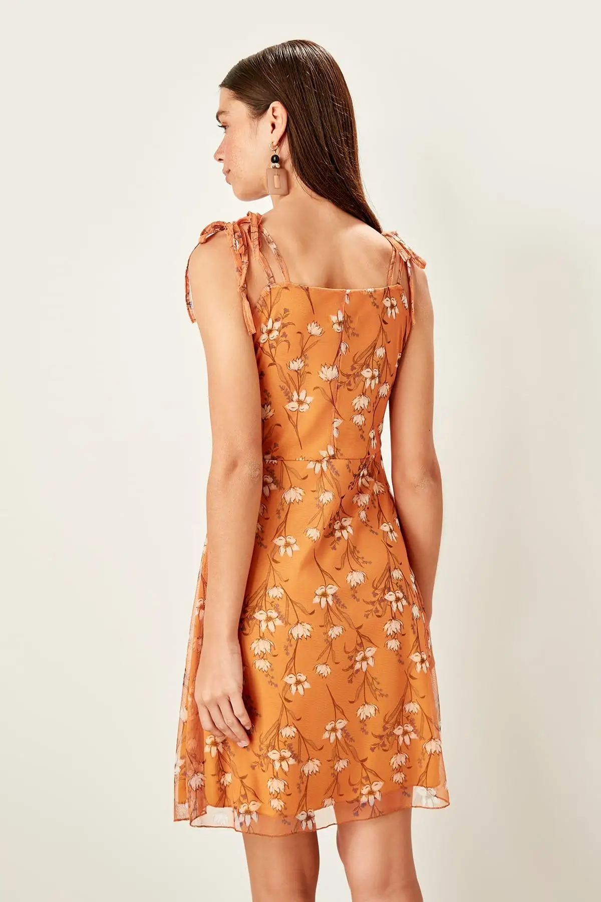 Trendyol трикотажное платье с рисунком верблюжьего цветка TWOSS19OS0110|Женские платья| |