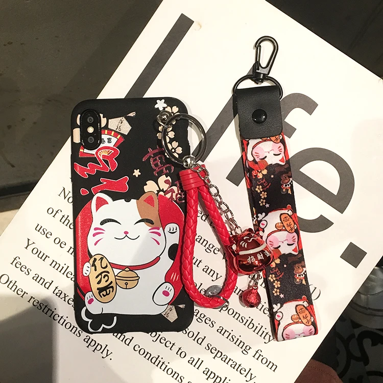 Чехол для xiaomi 9 Fortune Cat милый чехол задней панели Lucky redmi note 7 Maneki Neko + маленькие лямки