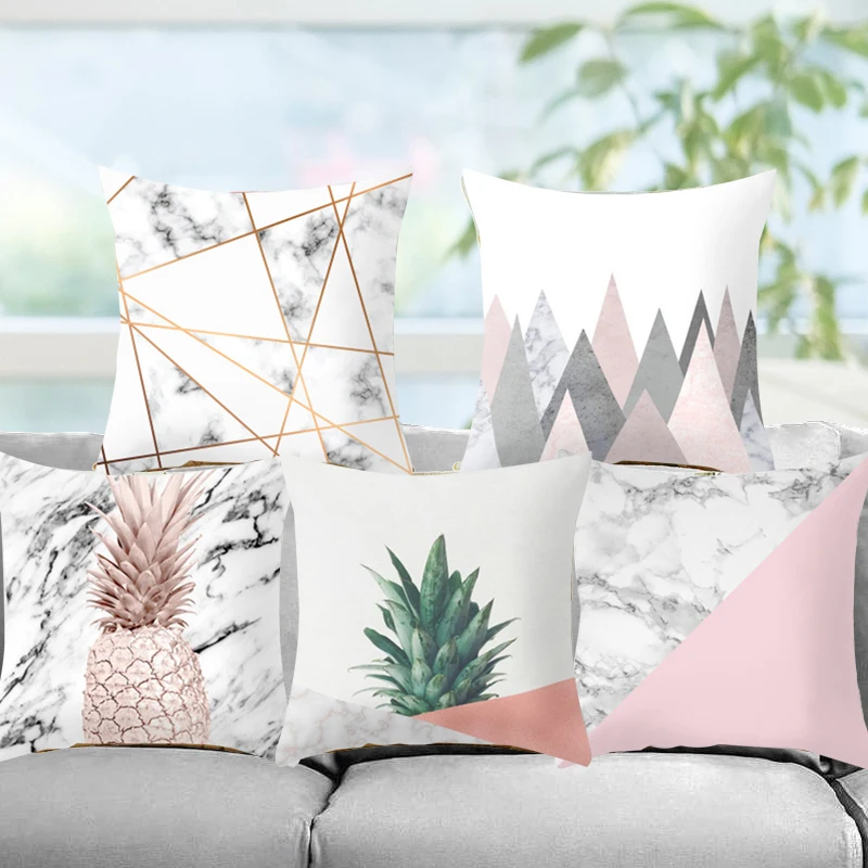 

Nordic Polyester Peachskin Pillowcase Geometric Pattern Cushion Cover Printed Pillowcases Home Sofa Seat Chair Decor Wholesale