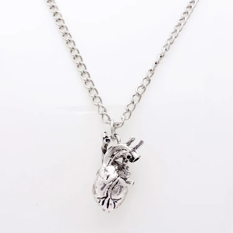

LOVBEAFAS Anatomical Heart Maxi Pendant Necklace Women Jewelry Three-dimensional 3D Science Vintage Anatomy Maxi Necklace