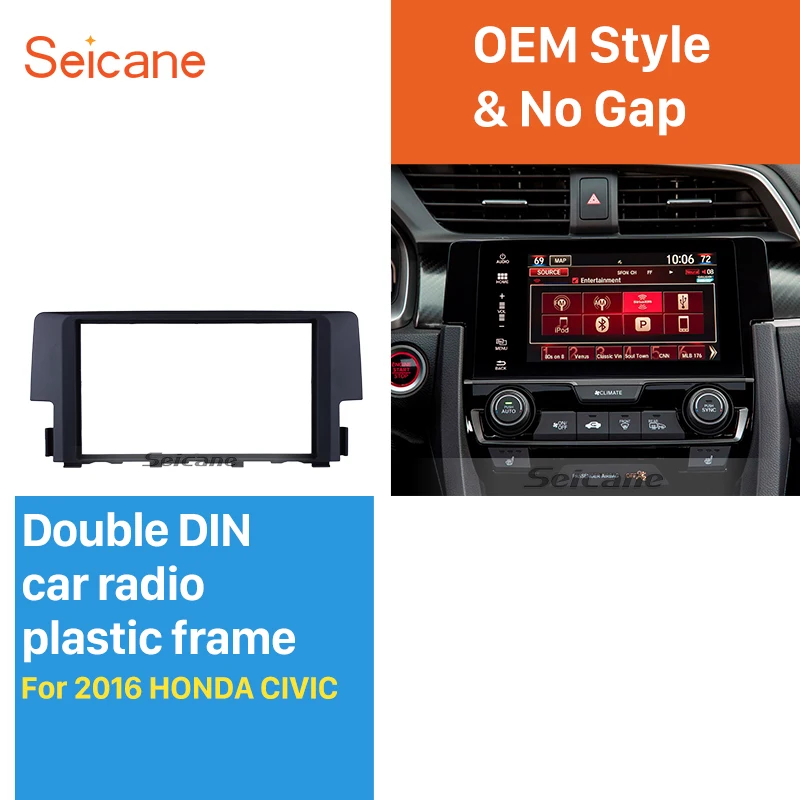 

Seicane Exquisite 2Din Car Radio Fascia for 2016 HONDA CIVIC DVD Gps Decorative Frame Audio Cover Stereo Installation