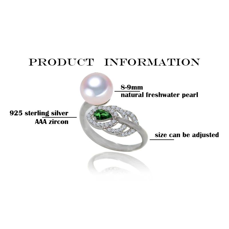 YIKALAISI 2017 новое модное 100% кольцо с натуральным пресноводным жемчугом 8-9 мм