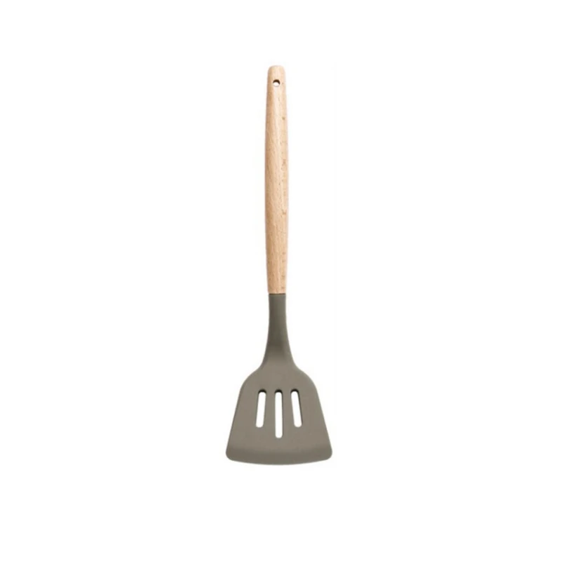 Shovel Кухонная утварь деревянная ручка, силикон кухонные принадлежности антипригарная сковорода силиконовая кухонная утварь инструменты для приготовления пищи - Цвет: Shovel